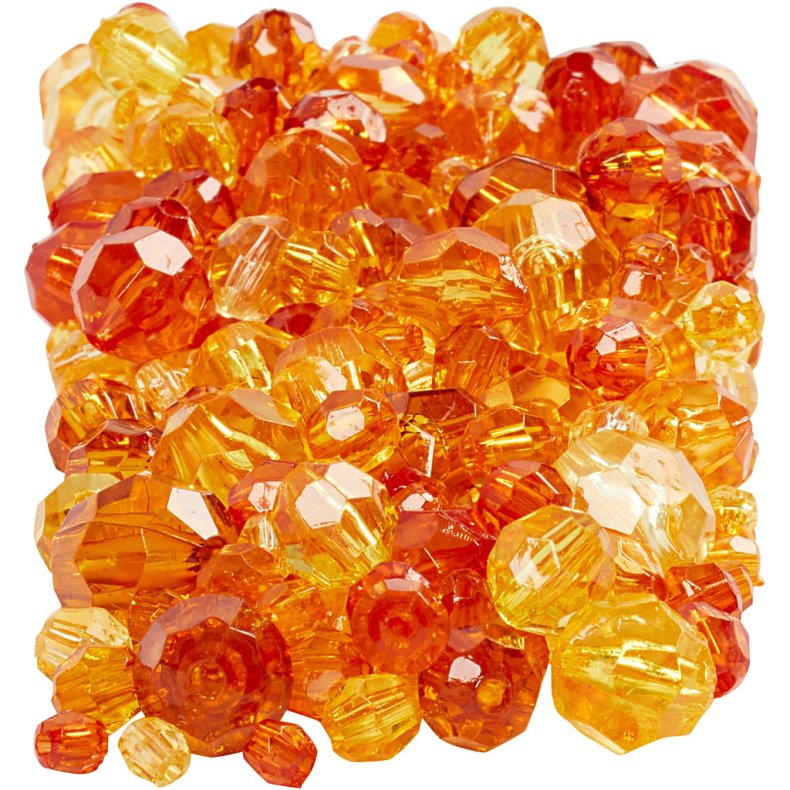 Facetperler, str. 4-12 mm, hulstr. 1-2,5 mm, gul (32227), 250 g/ 1 pk.