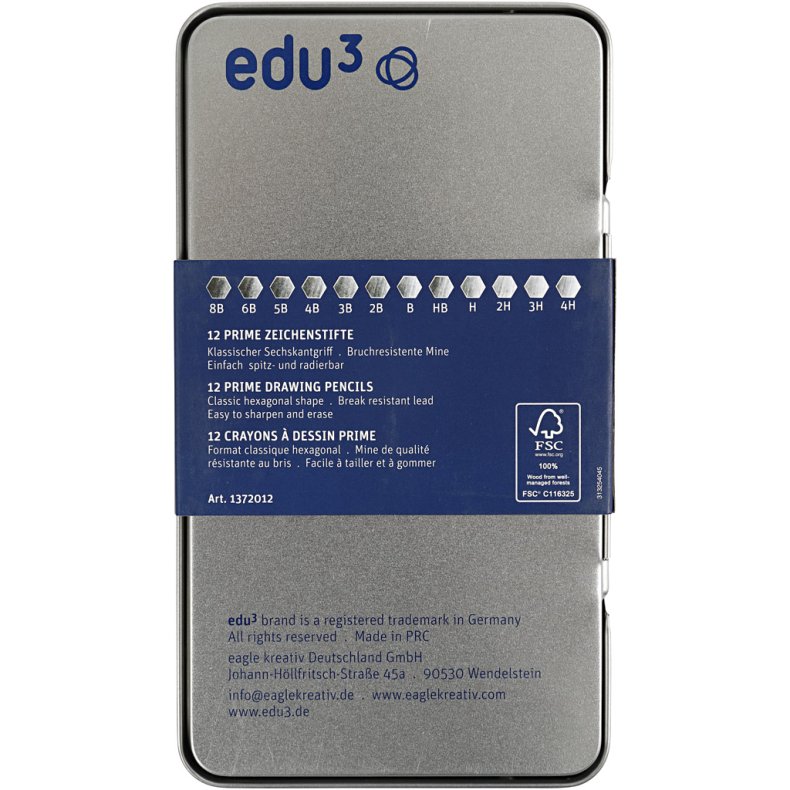 edu Tegneblyant, B,2B,4B,5B,6B,8B,9B,HB,H,2H,3H,4H, 12 stk./ 1 pk.