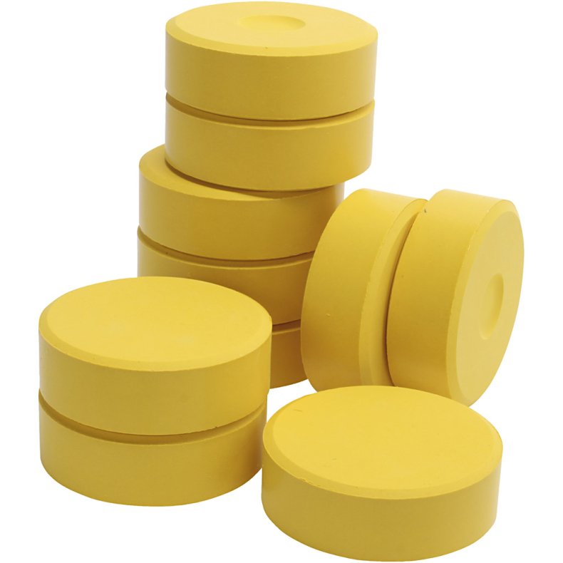 Temperablokke, H: 19 mm, diam. 57 mm, gul, 10 stk./ 1 pk.