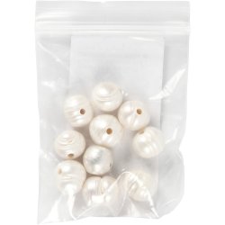 Ferskvandsperler, str. 9-11 mm, hulstr. 2 mm, perlemor, 10 stk./ 1 pk.