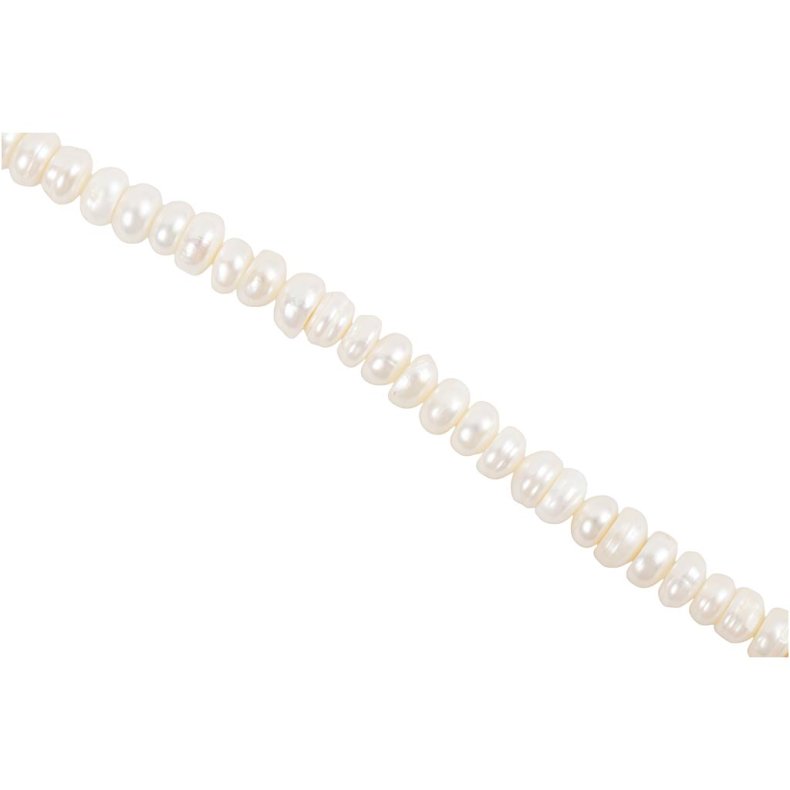 Ferskvandsperler, str. 4-6 mm, hulstr. 1 mm, ca. 57 stk., perlemor, 40 cm/ 1 pk.