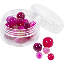 Agat stenperler, diam. 6+8+10 mm, hulstr. 0,9-1 mm, ca. 28 stk., pink, 28 stk./ 1 pk.