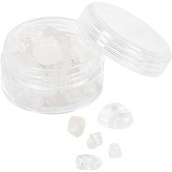 Krystalperler, Bjergkrystal, diam. 7-12 mm, hulstr. 1 mm, ca. 63 stk., transparente farver, 63 stk./ 1 pk.