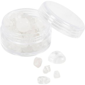 Krystalperler, Bjergkrystal, diam. 7-12 mm, hulstr. 1 mm, ca. 63 stk., transparente farver, 63 stk./ 1 pk.