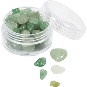 Krystalperler, Aventurin, diam. 7-12 mm, hulstr. 1 mm, ca. 63 stk., grøn, 63 stk./ 1 pk.