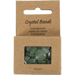 Krystalperler, Aventurin, diam. 7-12 mm, hulstr. 1 mm, ca. 63 stk., gr&oslash;n, 63 stk./ 1 pk.