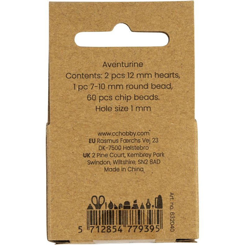 Krystalperler, Aventurin, diam. 7-12 mm, hulstr. 1 mm, ca. 63 stk., gr&oslash;n, 63 stk./ 1 pk.