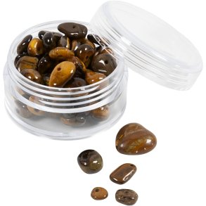 Krystalperler, Tigerøje, diam. 7-12 mm, hulstr. 1 mm, ca. 63 stk., brun, 63 stk./ 1 pk.