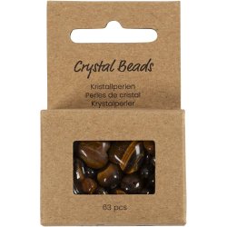 Krystalperler, Tiger&oslash;je, diam. 7-12 mm, hulstr. 1 mm, ca. 63 stk., brun, 63 stk./ 1 pk.