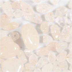 Krystalperler, Rosakvarts, diam. 7-12 mm, hulstr. 1 mm, ca. 63 stk., rosa, 63 stk./ 1 pk.