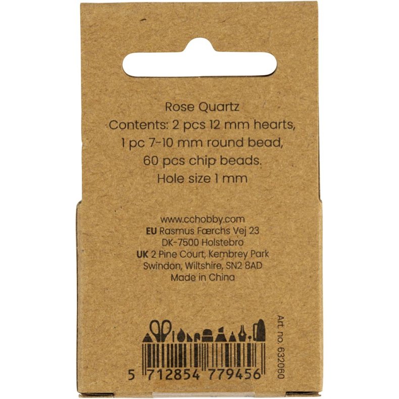 Krystalperler, Rosakvarts, diam. 7-12 mm, hulstr. 1 mm, ca. 63 stk., rosa, 63 stk./ 1 pk.