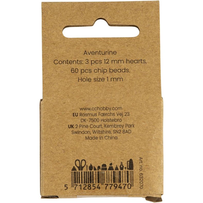 Krystalperler, Aventurin, str. 7-12 mm, hulstr. 1 mm, ca. 63 stk., koral, 63 stk./ 1 pk.