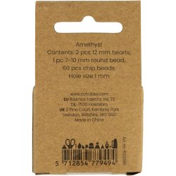 Krystalperler, Ametyst, diam. 7-12 mm, hulstr. 1 mm, ca. 63 stk., lilla, 63 stk./ 1 pk.