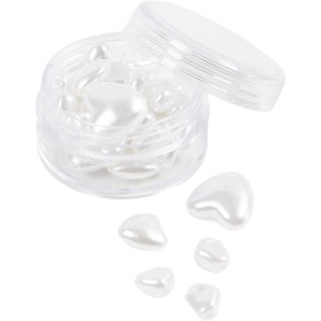 Voksperler, Hjerter, diam. 7-13 mm, hulstr. 1,3-1,5 mm, ca. 27 stk., perlemor, 32 stk./ 1 pk.