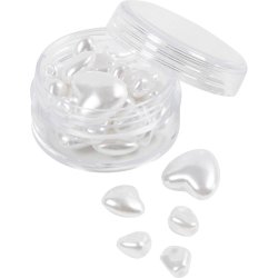 Voksperler, Hjerter, diam. 7-13 mm, hulstr. 1,3-1,5 mm, ca. 27 stk., perlemor, 32 stk./ 1 pk.