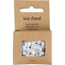 Voksperler, Hjerter, diam. 7-13 mm, hulstr. 1,3-1,5 mm, ca. 27 stk., perlemor, 32 stk./ 1 pk.