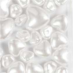 Voksperler, Hjerter, diam. 7-13 mm, hulstr. 1,3-1,5 mm, ca. 27 stk., perlemor, 32 stk./ 1 pk.