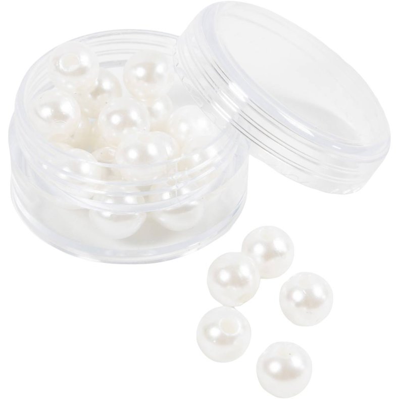 Voksperler, diam. 8 mm, hulstr. 2,3 mm, perlemor, 22 stk./ 1 pk.