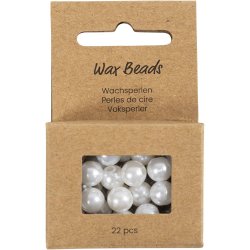 Voksperler, diam. 8 mm, hulstr. 2,3 mm, perlemor, 22 stk./ 1 pk.