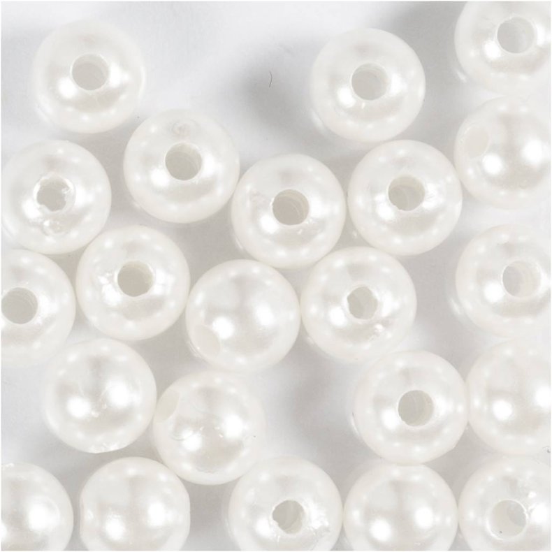 Voksperler, diam. 8 mm, hulstr. 2,3 mm, perlemor, 22 stk./ 1 pk.