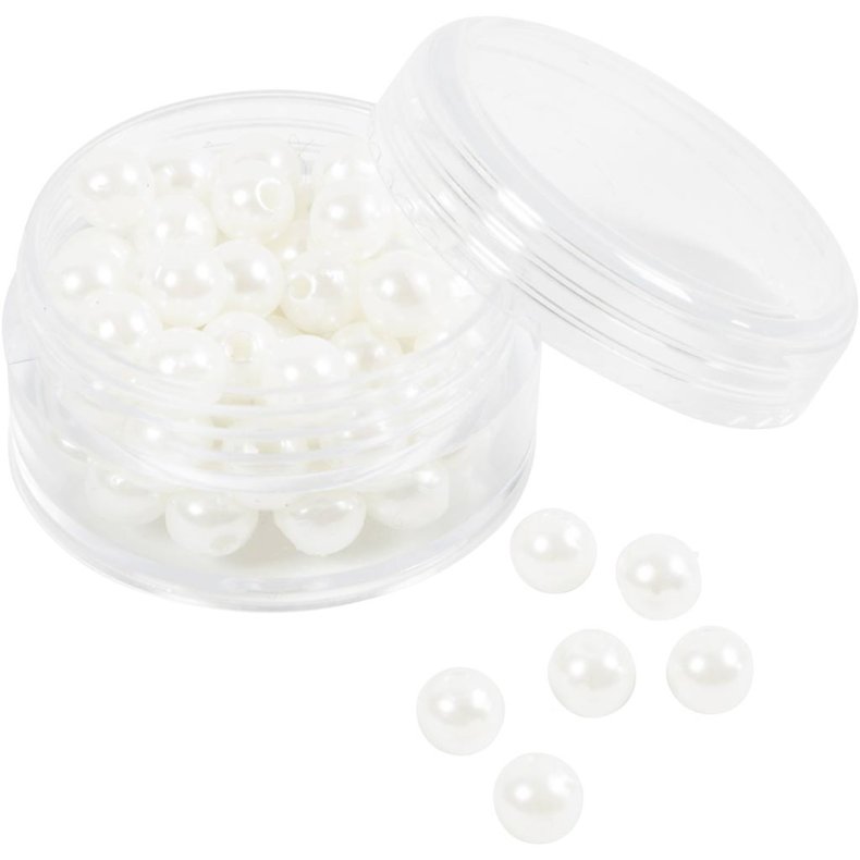 Voksperler, diam. 6 mm, hulstr. 1,9 mm, perlemor, 65 stk./ 1 pk.