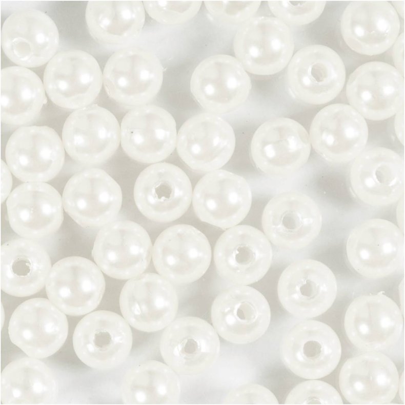 Voksperler, diam. 6 mm, hulstr. 1,9 mm, perlemor, 65 stk./ 1 pk.