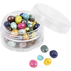 Ferskvandsperler, diam. 5-6 mm, hulstr. 0,5 mm, perlemorsfarver, 60 stk./ 1 pk.