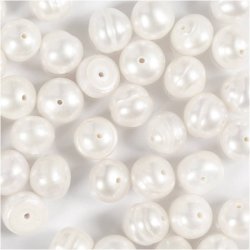 Ferskvandsperler, Gennemboret p&aring; langs, diam. 4 mm, hulstr. 1 mm, perlemor, 40 stk./ 1 pk.