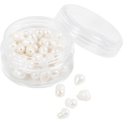 Ferskvandsperler, Gennemboret p&aring; tv&aelig;rs, diam. 4-6 mm, hulstr. 1 mm, perlemor, 55 stk./ 1 pk.