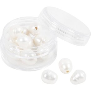 Ferskvandsperler, Gennemboret på langs, diam. 9-11 mm, hulstr. 2 mm, perlemor, 13 stk./ 1 pk.