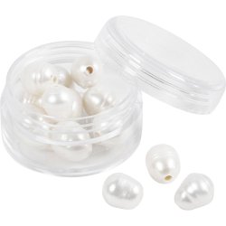 Ferskvandsperler, Gennemboret p&aring; langs, diam. 9-11 mm, hulstr. 2 mm, perlemor, 13 stk./ 1 pk.