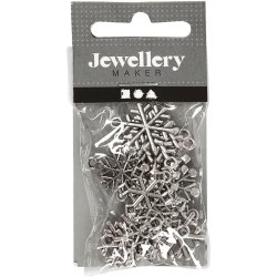 Snefnug med &oslash;je, H: 20 mm, hulstr. 1,5 mm, antik s&oslash;lv, 18 ass./ 1 pk.