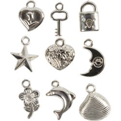 S&oslash;lvcharms, str. 15-20 mm, hulstr. 3 mm, ca. 200 stk., 80 g/ 1 pk.