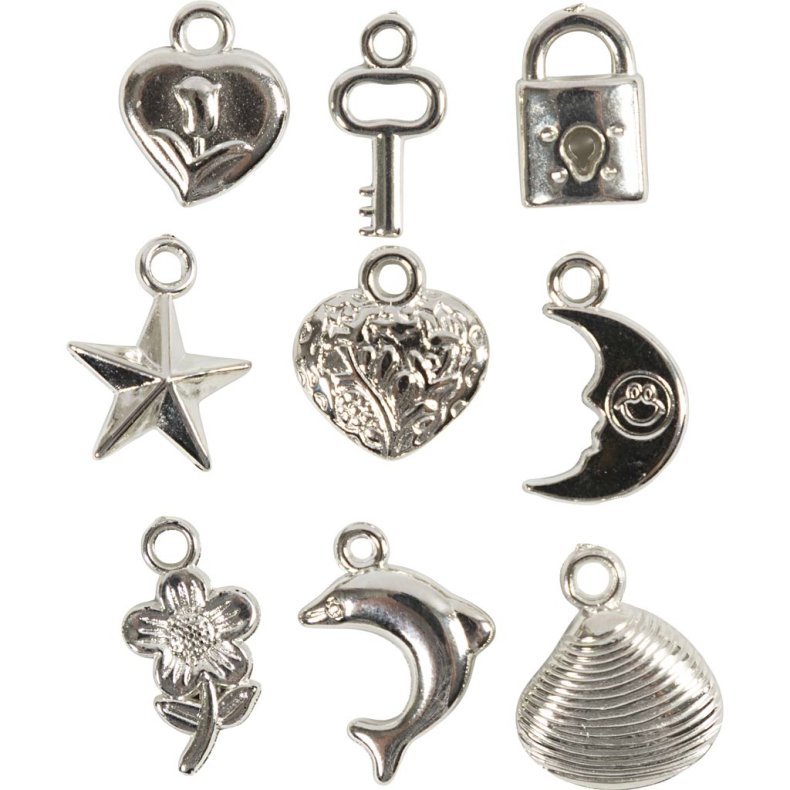 S&oslash;lvcharms, str. 15-20 mm, hulstr. 3 mm, ca. 200 stk., 80 g/ 1 pk.