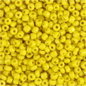 Rocaiperler, diam. 3 mm, str. 8/0, hulstr. 0,6-1,0 mm, gul, 25 g/ 1 pk.