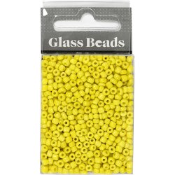 Rocaiperler, diam. 3 mm, str. 8/0, hulstr. 0,6-1,0 mm, gul, 25 g/ 1 pk.