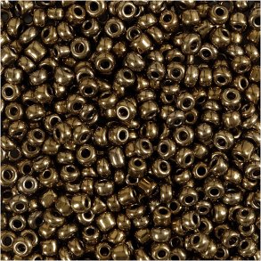 Rocaiperler, diam. 3 mm, str. 8/0, hulstr. 0,6-1,0 mm, bronze, 25 g/ 1 pk.