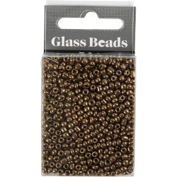 Rocaiperler, diam. 3 mm, str. 8/0, hulstr. 0,6-1,0 mm, bronze, 25 g/ 1 pk.