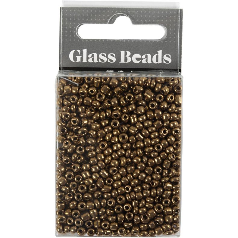 Rocaiperler, diam. 3 mm, str. 8/0, hulstr. 0,6-1,0 mm, bronze, 25 g/ 1 pk.