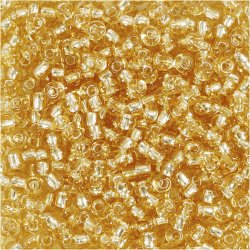 Rocaiperler, diam. 3 mm, str. 8/0, hulstr. 0,6-1,0 mm, guld, 25 g/ 1 pk.