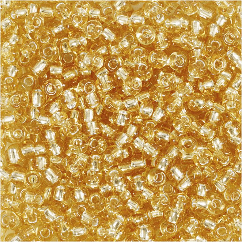 Rocaiperler, diam. 3 mm, str. 8/0, hulstr. 0,6-1,0 mm, guld, 25 g/ 1 pk.