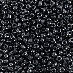 Rocaiperler, diam. 3 mm, str. 8/0, hulstr. 0,6-1,0 mm, sort metallic, 25 g/ 1 pk.