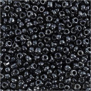 Rocaiperler, diam. 3 mm, str. 8/0, hulstr. 0,6-1,0 mm, sort metallic, 25 g/ 1 pk.