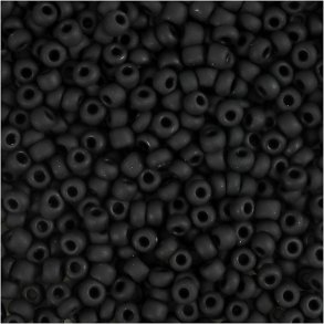 Rocaiperler, diam. 3 mm, str. 8/0, hulstr. 0,6-1,0 mm, frost sort, 25 g/ 1 pk.