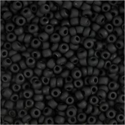 Rocaiperler, diam. 3 mm, str. 8/0, hulstr. 0,6-1,0 mm, frost sort, 25 g/ 1 pk.