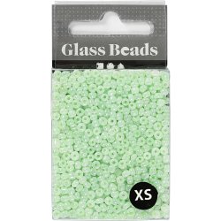 Rocaiperler, diam. 3 mm, str. 8/0, hulstr. 0,6-1,0 mm, soft gr&oslash;n, 25 g/ 1 pk.