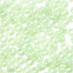 Rocaiperler, diam. 3 mm, str. 8/0, hulstr. 0,6-1,0 mm, soft gr&oslash;n, 25 g/ 1 pk.
