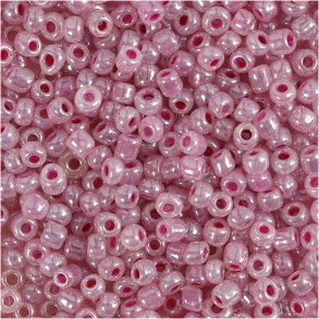 Rocaiperler, diam. 3 mm, str. 8/0, hulstr. 0,6-1,0 mm, pink, 25 g/ 1 pk.