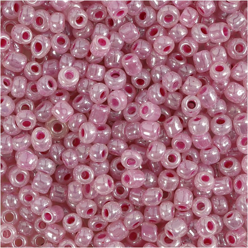 Rocaiperler, diam. 3 mm, str. 8/0 , hulstr. 0,6-1,0 mm, pink, 25g/ 1 pk.