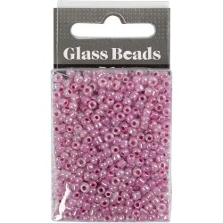 Rocaiperler, diam. 3 mm, str. 8/0, hulstr. 0,6-1,0 mm, pink, 25 g/ 1 pk.